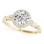 Yellow Gold Halo Engagament Ring w/ Bezel Accents