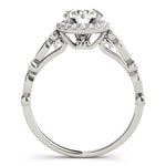 White Gold Halo Engagement Ring w/ Bezel Accents