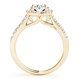 yellow gold round diamond halo engagement ring