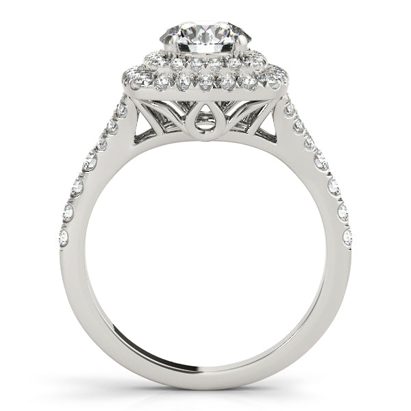 Square double halo engagement ring hotsell