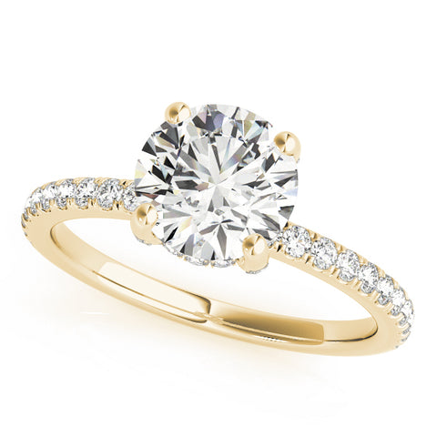 yellow gold single row diamond engagement ring