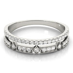 white gold double row diamond stackable ring 