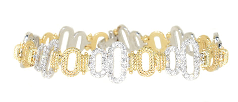 two tone diamond link bracelet