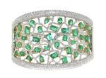 white gold and yellow gold diamond and emerald cuff bracelet