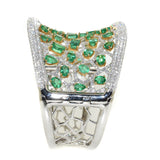 two tone emerald and diamond cuff bracelet