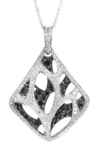 white gold black and white diamond pendant 