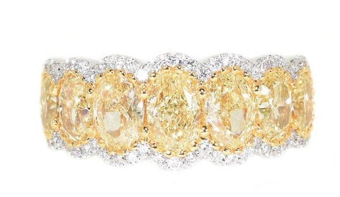 white gold and yellow gold fancy yellow and white diamond ring