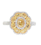 white gold fancy yellow diamond cluster ring
