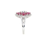white gold ruby and diamond flower ring