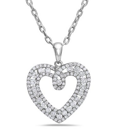 white gold diamond heart pendant