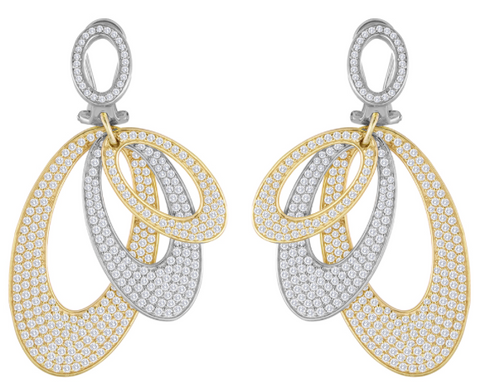 two tone diamond fashion earrings
