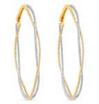 two tone diamond hoop earrings