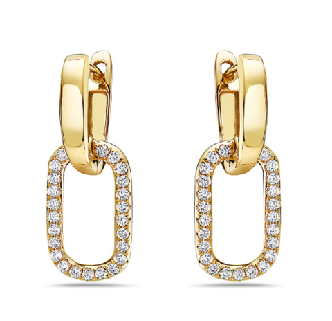 yellow gold diamond link drop earrings