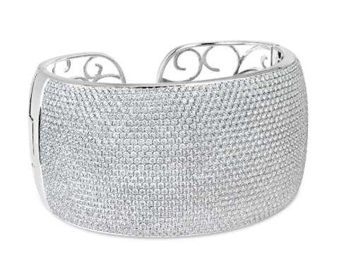 white gold diamond pave cuff bracelet 