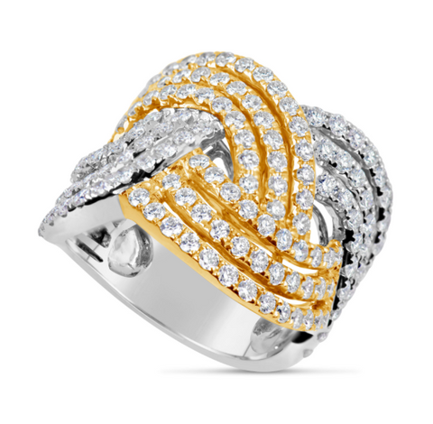 yellow gold and white gold diamond fashion ring