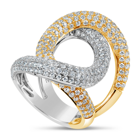 white gold and yellow gold diamond loop ring
