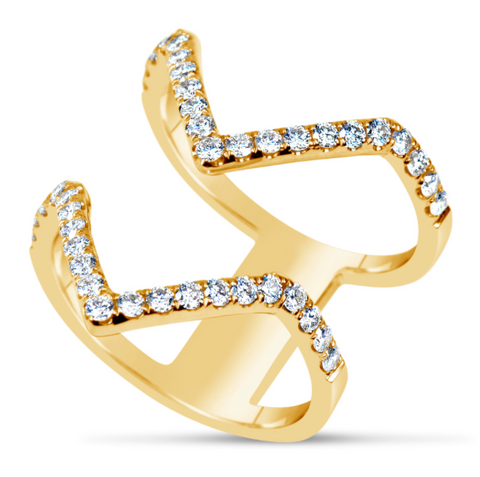 18kt Yellow Gold Diamond Double V Ring (.75 ctw)