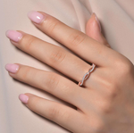 Lafonn stackable twist ring in rose gold on hand