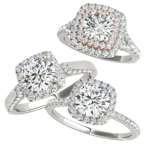 white gold diamond halo engagement rings