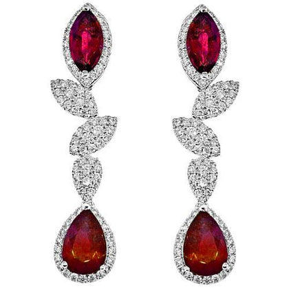 ruby and diamond dangling earrings