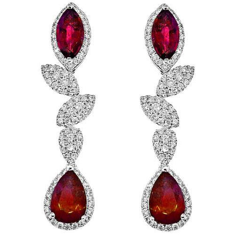 ruby and diamond dangling earrings