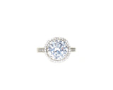 sterling silver round cut CZ halo engagement ring