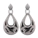 white gold black and white diamond drop earrings