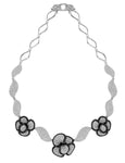 white gold black and white diamond flower necklace