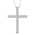 white gold beaded diamond cross pendant