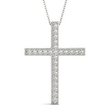 white gold beaded diamond cross pendant