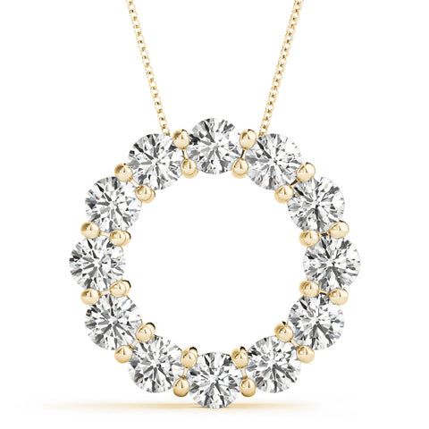 yellow gold diamond circle pendant