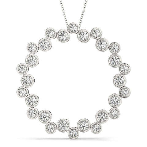 white gold diamond circle pendant