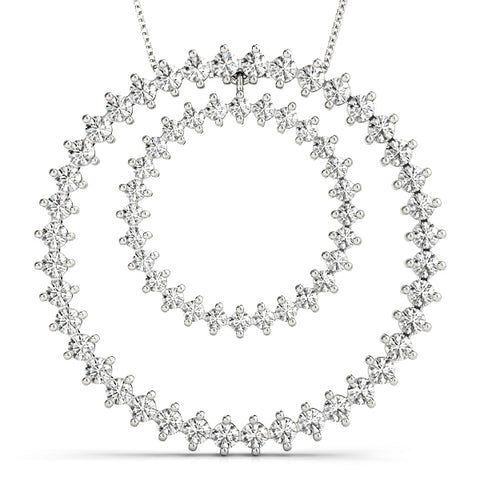 platinum double circle diamond pendant