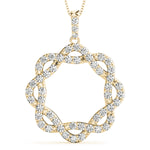 yellow gold twisted circle diamond pendant