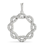 white gold twisted circle diamond pendant