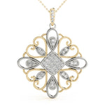 two tone diamond statement pendant