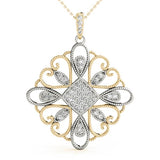 two tone diamond statement pendant