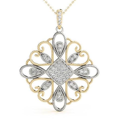 two tone diamond statement pendant