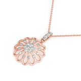 rose gold diamond flower fashion pendant