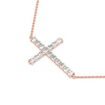 rose gold diamond side cross pendant