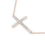 rose gold diamond side cross pendant