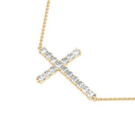 yellow gold diamond side cross pendant