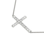 white gold diamond side cross pendant