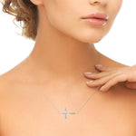 rose gold diamond side cross pendant