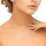 white gold diamond side cross pendant