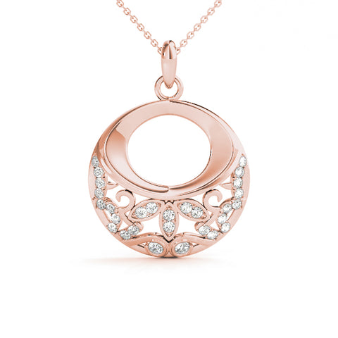 rose gold diamond circle pendant 