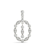 white gold diamond oval pendant