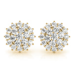 yellow gold diamond cluster earrings