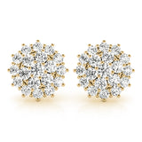 yellow gold diamond cluster earrings