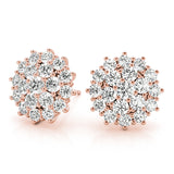 rose gold diamond cluster earrings